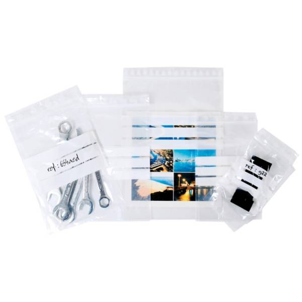 Sachet zip à fermeture flexi pression avec bande blanche